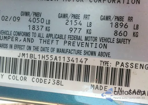 2010 Mazda Mazda3 S Grand Touring from USA, damaged, VIN JM1BL1H55A1134147